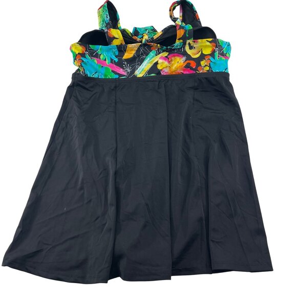 Swimsuits For All Womens Plus Size 18 Floral Top Black Swimdress - Picture 6 of 7